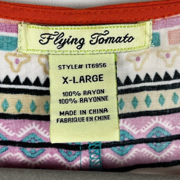 Flying Tomato Kimono Top Dolman 3/4 Sleeves Stripes Floral V-neck Wrap XL Boho - Picture 9 of 10